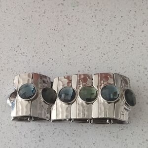 Silver Bracelet with Blue and Green Stones Vintage